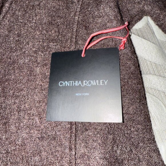 Cynthia Rowley 100% Wool Sweater Jacket Ruffle Felted Floral Accent Brown Medium - Picture 7 of 11